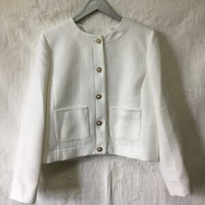 J.Crew White Tweed Lady Jacket with Gold Buttons